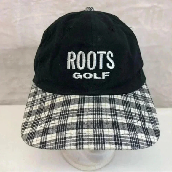 Roots Golf Black & Checkered Ball Cap OS Adjustable - Picture 1 of 6
